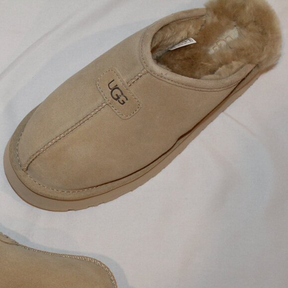 NIB UGG WOMEN'S DISCOQUETTE SUEDE SHEARLING LINED SLIPPERS TAN - Picture 5 of 7